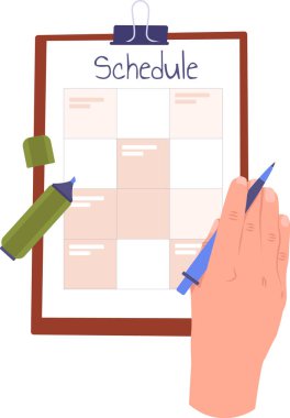 Zamanlama Listesi Vektörü İllüstrasyonlu El Tutma Tableti