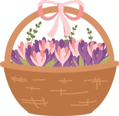 Crocus Flowers Hediye Vektörü İllüstrasyonlu Hasır