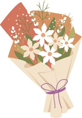 Kağıt Vektör İllüstrasyonunda Çiçekler Buketi