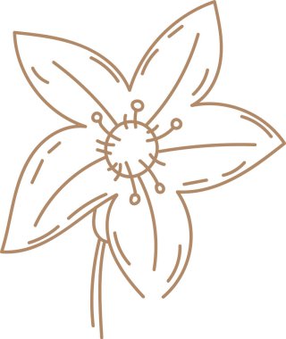 Yaban Çiçeği Çizgisi El Çekim Vektörü İllüstrasyonu