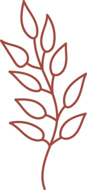 Lined Leaves Çiçek Şubesi Vektör İllüstrasyonu