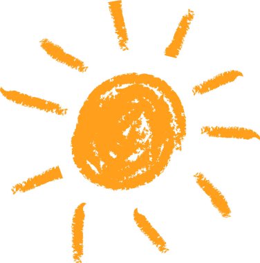 Çocuksu Scribble Güneş Vektörü İllüstrasyonu