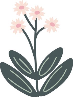 El Çizimi Soyut Çiçek Vektörü İllüstrasyonu