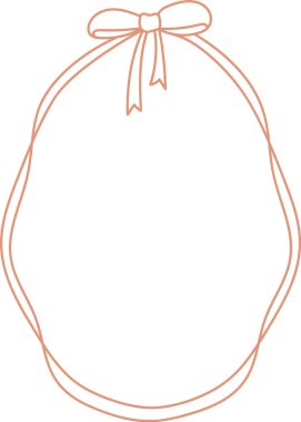 Yay Vektör Resimli Çizgi Klasik Oval Kurdele Çerçevesi