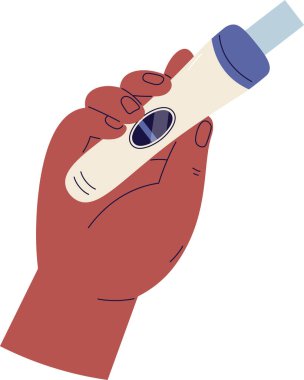Kadın Eli Tutma Pozitif Hamilelik Testi Vektörü İllüstrasyonu