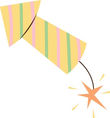 Doğum günü Petard Elle Çizilmiş Vektör İllüstrasyonu