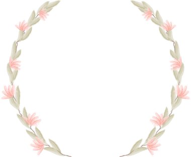 Suluboya Çiçek Yuvarlak Çerçeve Vektör İllüstrasyonu