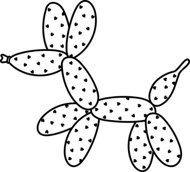 Doodle Line Köpek Şekli Balon Vektör İllüstrasyonu