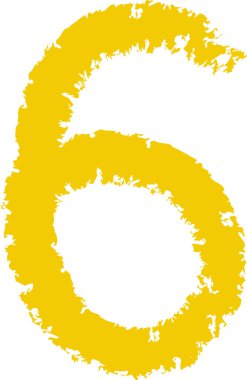 6 Rakamlı El Çizimi Boya Kalemi Vektörü İllüstrasyonu