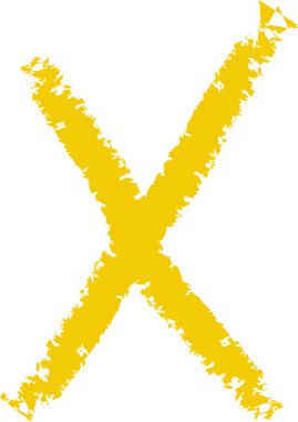 X Harfi El Boya Kalemi Vektör İllüstrasyonunu Çizdi