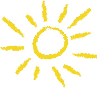 El Çizimi Boya Kalemi Güneş Vektörü İllüstrasyonu