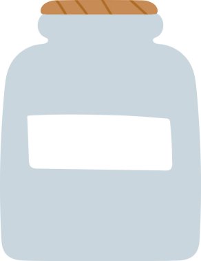 Ahşap kapaklı büyük cam bir mutfak kavanozu, mutfak ortamında un, şeker veya makarna gibi kuru malzemelerin depolanmasında kullanılmak üzere tezgahın üzerinde boş durur..