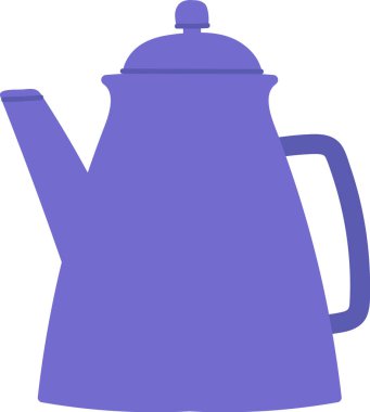 Canlı, mor bir çaydanlık temiz bir mutfak tezgahında, parlak tasarımını sergiliyor. Bu mutfak malzemesi herhangi bir yemek alanına renk ve stil katar.