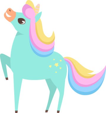 El Çizimi Tek Boynuzlu At Vektörü İllüstrasyonu