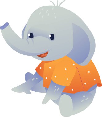 El Çizimi Fil Oturma Vektörü İllüstrasyonu