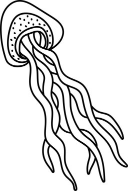 Doodle Denizanası Yaratık Vektörü İllüstrasyonu