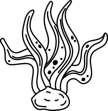 Doodle Seaweed Bitki Vektörü İllüstrasyonu