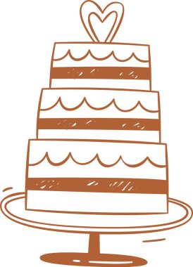 Düğün pastası doodle vektör çizim