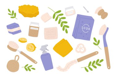 Ev aletleri ve aksesuarlarla, organik malzemelerle ve doğal hijyen malzemeleriyle kurulmuş çevre dostu ev temizlik ürünleri. Geri dönüşümlü paketler, kozmetik ürünler ve çamaşır malzemeleri.