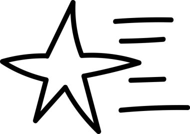 Doodle Lined Uçan Yıldız Vektör İllüstrasyonu