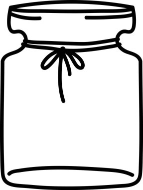 Bağlı kurdeleli bir taş kavanozunun minimalist çizgisi. Temiz ve cesur hatlar klasik kavanoz şeklini tanımlar, kırsal ve basit bir estetiği yakalar..