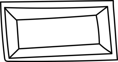 Cesur hatları ve temiz çizgileri olan üç boyutlu dikdörtgen bir çerçevenin basit bir karalaması. Çizimde geometrik şekillere odaklı minimalist bir tasarım yer alıyor. Çizgi film vektör illüstrasyonu.