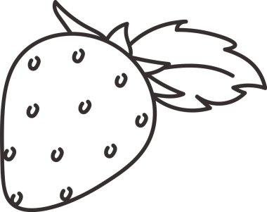 Doodle Strawberry Meyve Vektörü İllüstrasyonu
