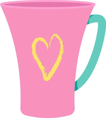 Kalp vektörü illüstrasyonlu el çizimi çay fincanı