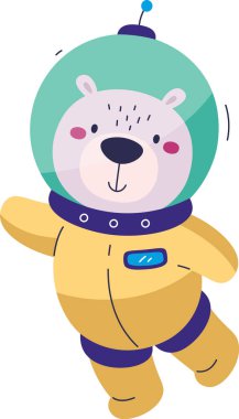 Çizgi film Ayı Astronot Vektör İllüstrasyonu