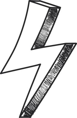 Thunderbolt Doodle Simge Vektör İllüstrasyonu