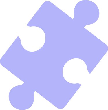 Minimalist tarzda yuvarlak kenarlı tek bir yapboz parçası. Parça, birbirine kenetlenmiş bağlayıcılar ve basit bir form ile izole edilmiş. Çizgi film vektör illüstrasyonu.