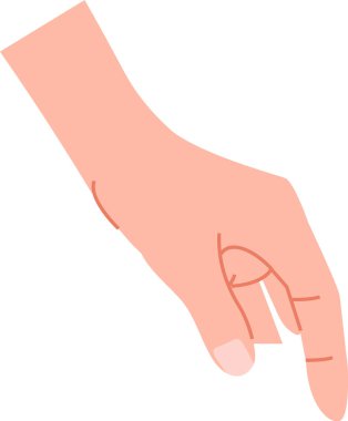 Minimalist bir sanat tarzında parmakları hafifçe bükülmüş basit bir el. Eserde temiz çizgiler ve el hareketinin ince kıvrımları vurgulanıyor. Çizgi film vektör illüstrasyonu