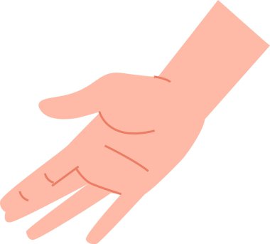Düz sanat tarzında çizilmiş minimalist bir açık el. Basit bir özet, misafirperver bir jestin altını çiziyor. Çizgi film vektör illüstrasyonu.