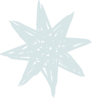 Sert ve desenli çizgileri olan, pastel boya stili çizilmiş bir yıldız. Eskiz benzeri yıldız dinamik ve sanatsal görünür, oyuncu bir dokunuş ekler. Çizgi film vektör illüstrasyonu