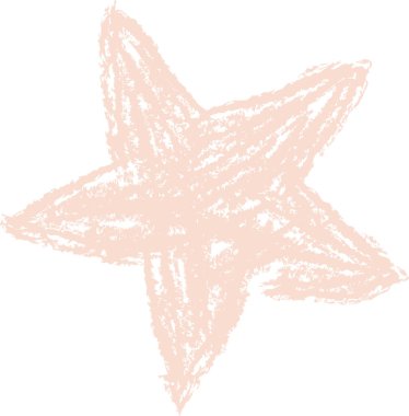 Kabarık kenarlı ve desenli çizgileri olan pastel boya yıldızı. Taslak gibi detaylar ve pürüzlü vuruşlarla elle çizilmiş. Çizgi film vektör illüstrasyonu