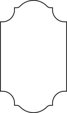 Eğri kenarları ve simetrik tasarımı minimalist sanat tarzında süslü bir çerçeve. Dekoratif sınır çizgileri karmaşık bir şekil yaratıyor. Çizgi film vektör illüstrasyonu.