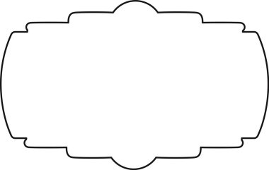 Eğri çizgileri ve minimalist tarzda simetrik tasarımı olan klasik bir çerçeve. Süslü kenar etiketler veya dekorasyonlar için klasik bir şekil yaratır. Çizgi film vektör illüstrasyonu.