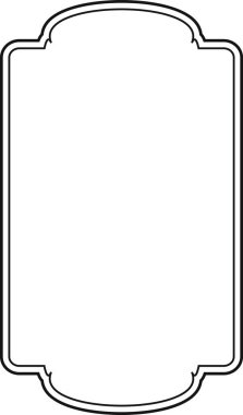 Dekoratif kenarı minimalist tarzda dekoratif boş bir etiket. Çerçeve temiz ve sofistike bir taslak sergiliyor. Özelleştirme için mükemmel. Çizgi film vektör illüstrasyonu.