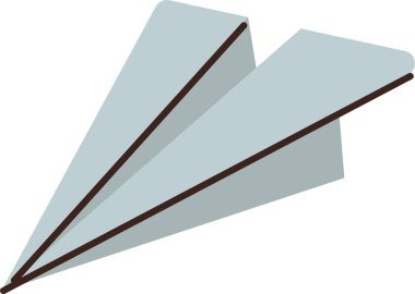 Temiz çizgileri ve parlak bir tasarımı olan minimalist bir kağıt uçak. Katlanmış kağıt el işi, aerodinamik ve zarif bir şekilde tasvir edilir. Çizgi film vektör illüstrasyonu.