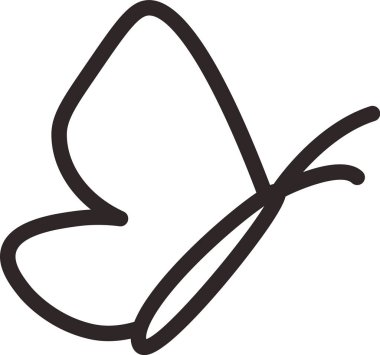 Basit bir kelebek, minimalist tarzda akıcı çizgilerle çizilmiş. Kelebek biçimi zarif ve devamlı darbeler kullanılarak yakalanır. Çizgi film vektör illüstrasyonu.