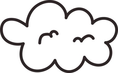 Minimalist çizgi film tarzında iki küçük kuşun olduğu basit bir bulut çizgisi. Bulut düz çizgilerle çizilir ve kendi şekline göre uçan kuşlara sahiptir. Çizgi film vektör illüstrasyonu.