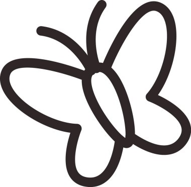 Basit bir kelebek çizgisi, pürüzsüz çizgiler ve çok az detay. Kelebek şekli, kalın vuruşlarla temiz ve zarif bir şekilde tasvir edilir. Çizgi film vektör illüstrasyonu.