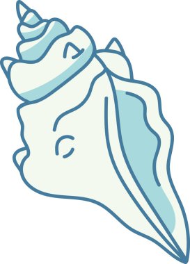 Yumuşak çizgileri ve minimalist bir tasarımı olan stilize bir deniz kabuğu. Taslak, deniz kabuğunun basit ama zarif bir temsilini oluşturuyor. Çizgi film vektör illüstrasyonu.