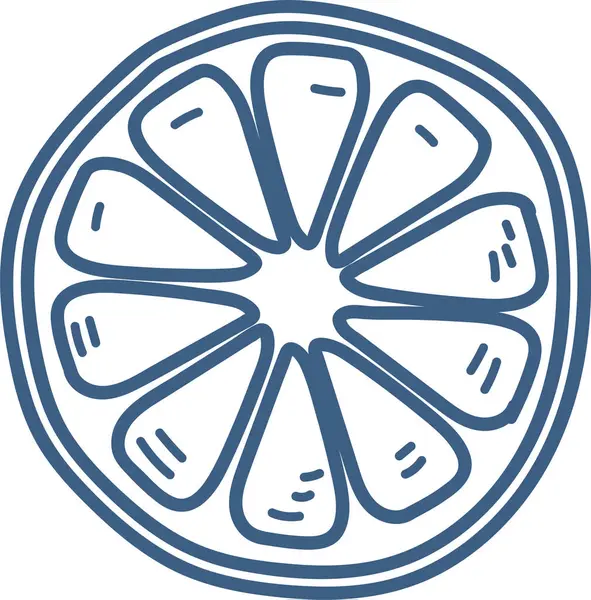 Cesur hatları ve basit şekilleri olan el yapımı narenciye dilimi. Meyve segmenti geometrik formunu vurgulayan minimalist bir şekilde resmedilir. Çizgi film vektör illüstrasyonu.