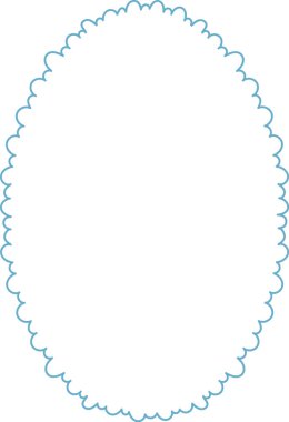 Zarif bir oval çerçeve, minimalist tarzda hassas bir kenarı var. Sınır karmaşık kıvrımlar içeriyor ve karmaşık bir model oluşturuyor. Çizgi film vektör illüstrasyonu.