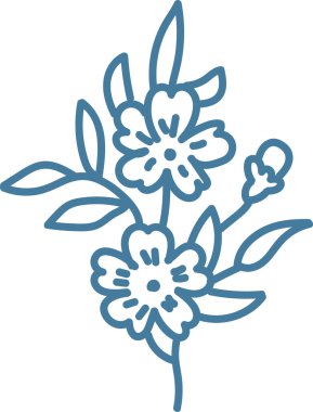 Şekil verilmiş çiçekler ve yapraklar basit bir sanat tarzında. Minimalist çizgilerle tasvir edilen zarif botanik elementler. Çizgi film vektör illüstrasyonu.