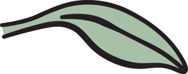 Cesur hatları ve düzgün kıvrımları olan tek bir yaprak. Yaprak parlak şekilli minimalist bir tasarıma sahiptir. Çizgi film vektör illüstrasyonu.