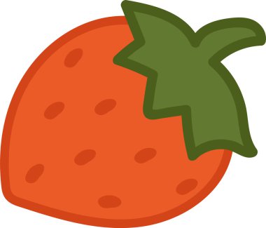 Tek bir çilek düz bir şekilde tasvir edilir cesur hatları ve en az detay ile. Bu resim yeşil yapraklı bir üst ile kırmızı bir böğürtlen gösteriyor, temel gıda ikonu olarak sunuluyor. Çizgi film vektör illüstrasyonu