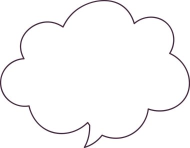 Bulut şekilli ve ince hatlı basit bir konuşma balonu. İçerideki boş alan mesaj ya da metin eklemek için idealdir. Çizgi film vektör illüstrasyonu.