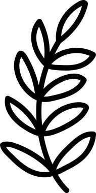 Yapraklar ve gövdeler tek bir filiz oluştururlar. İnce saplı broşürlü bir bitki minimalist bir şekilde resmedilir. Çizgi film vektör illüstrasyonu